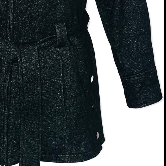 Jones New York Belted Pea Coat Jacket Size Small Charcoal Fabric Coat with Hood - Picture 5 of 16